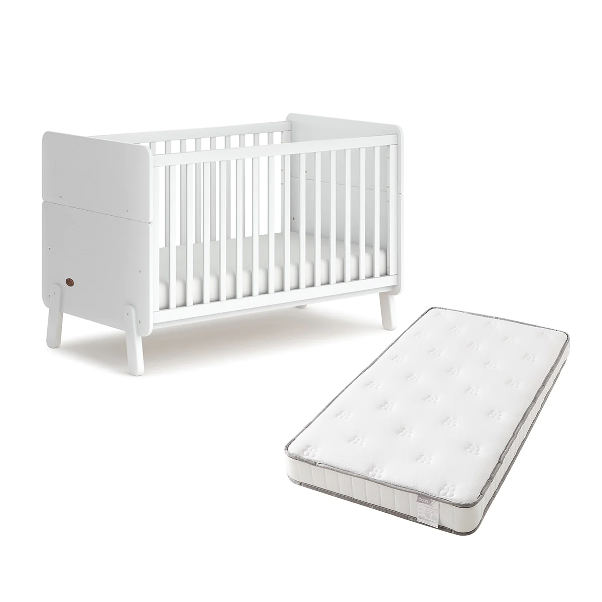 Кроватка для новорождённых Натти белая с матрасом